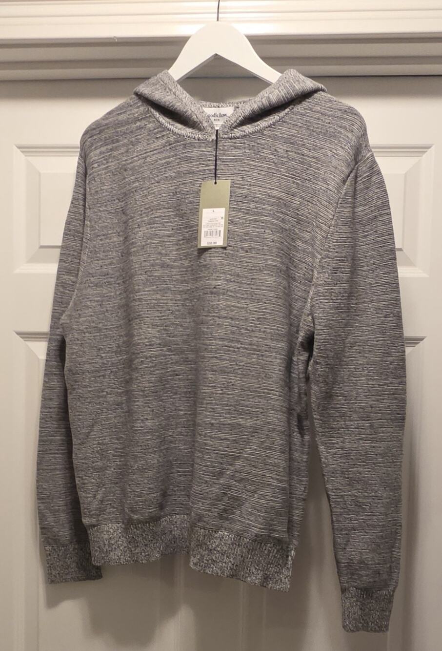 Goodfellow & Co Men's Large Hooded Pullover Sweater, Standard Fit, Charcoal Grey